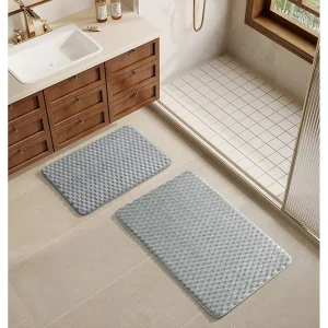 Soft Silver Bubble Bath Rug Set
